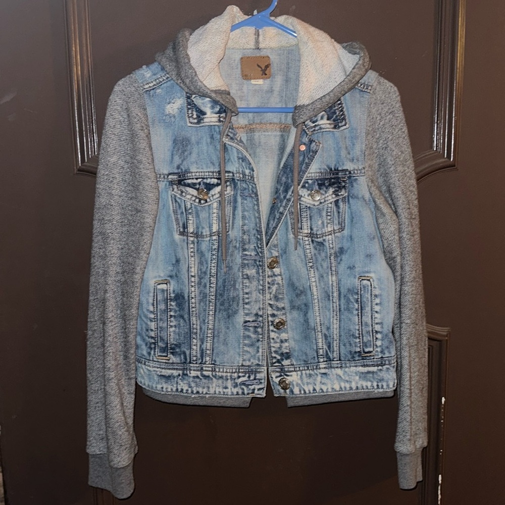 Jean Sweater Jacket with Hood